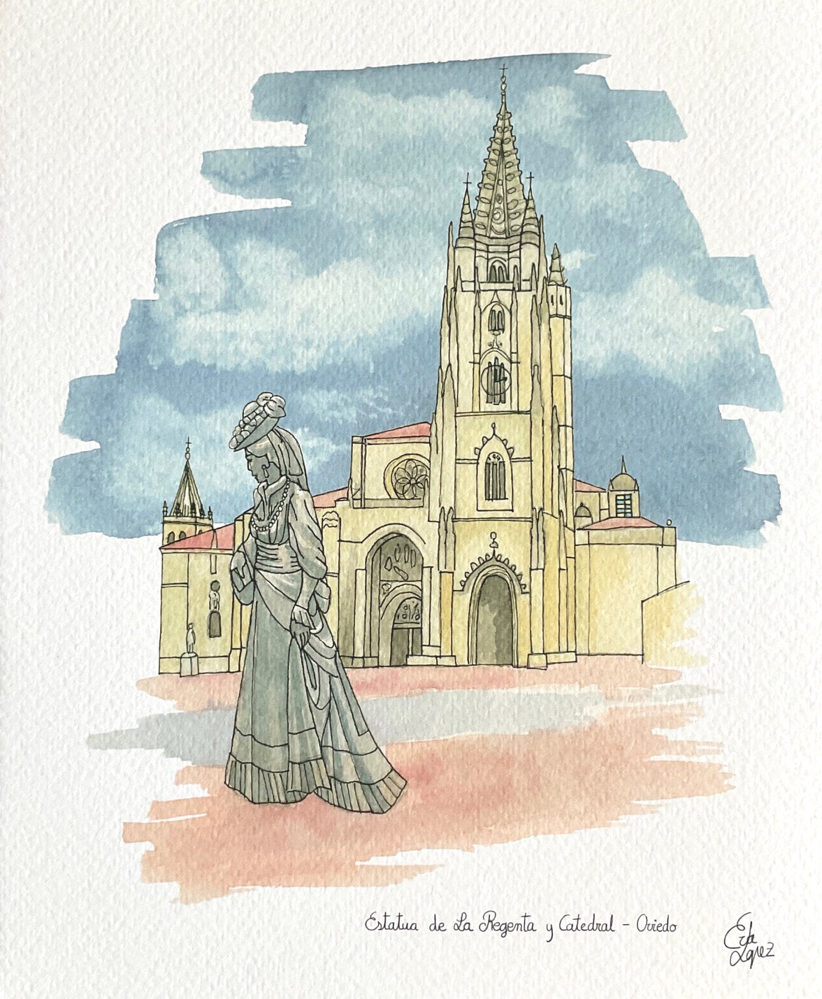 Lámina de la Catedral de Oviedo