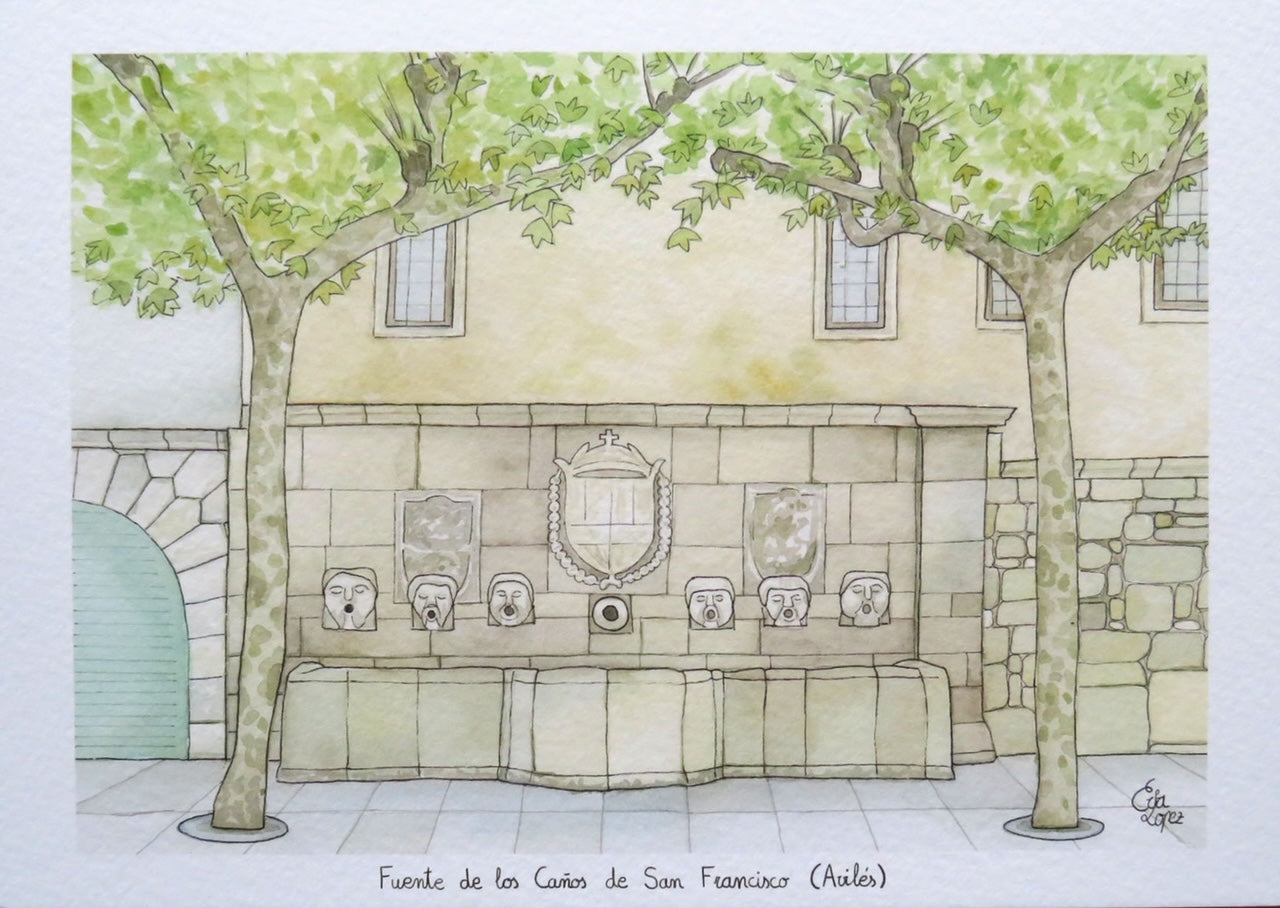 Lámina de la Fuente de los Caños (Avilés)