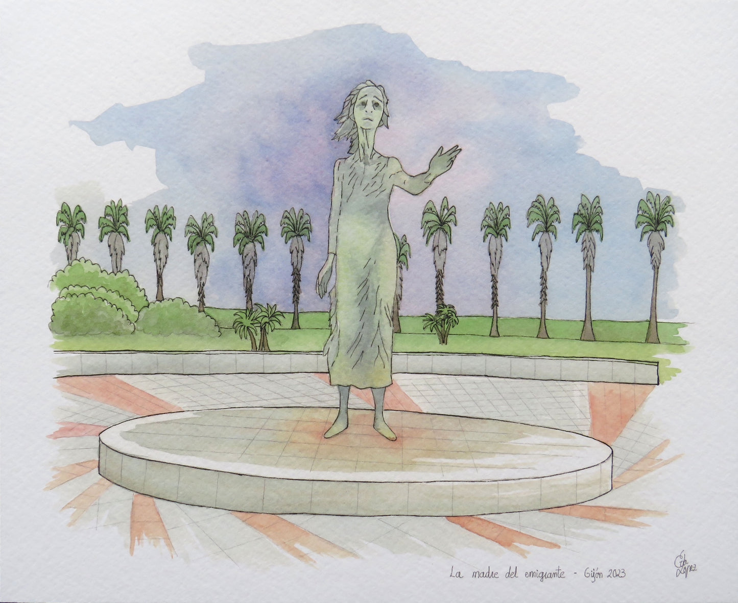 Lámina de La Madre del Emigrante (Gijón)