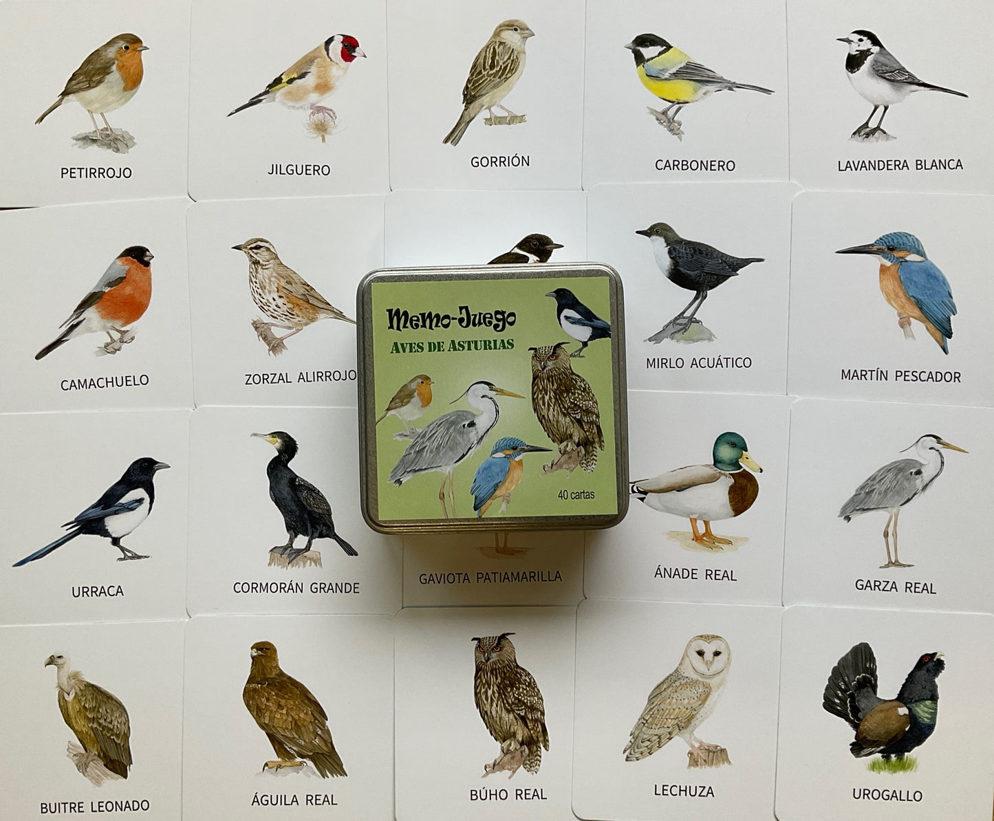 Juego de memoria "Aves de Asturias"
