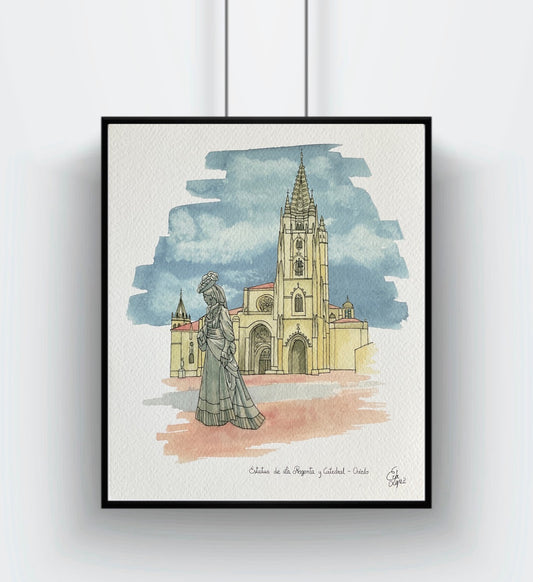 Lámina de la Catedral de Oviedo